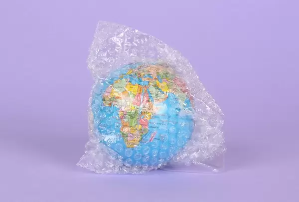 Globe packed in bubble wrap