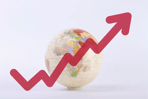 Globe with rising graph