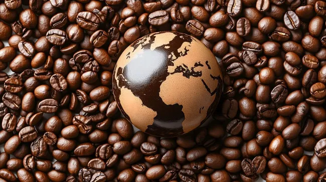 Globus aus Kaffeebohnen - Weltweiter Kaffeehandel