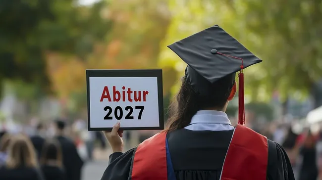 Glückliche Absolventin bei Abschlussfeier 2027