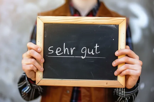 Glückliche Botschaft auf Tafel