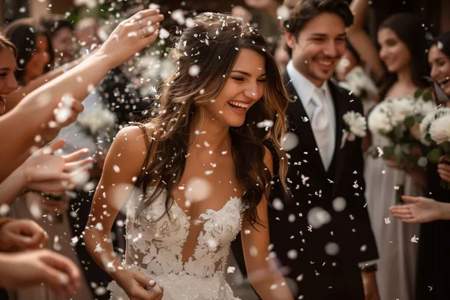 Glückliche Braut bei ihrer Hochzeit