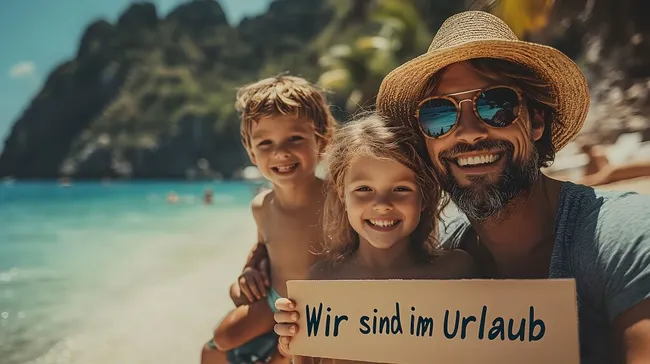 Glückliche Familie am tropischen Strand