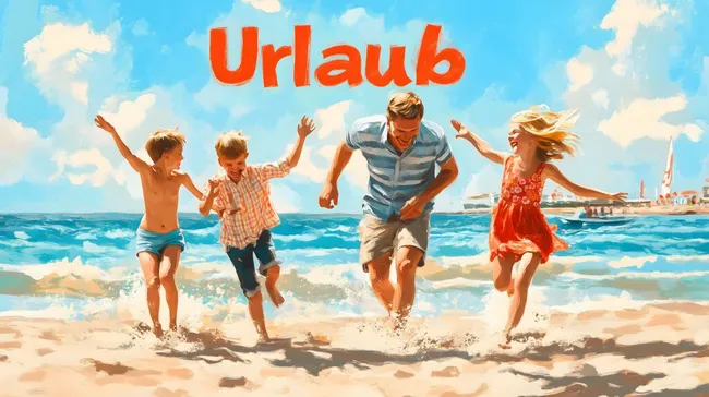 Glückliche Familie genießt Strandurlaub in den Sommerferien