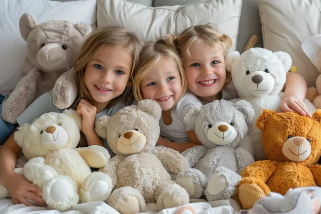 Glückliche Kinder mit niedlichen Teddybären