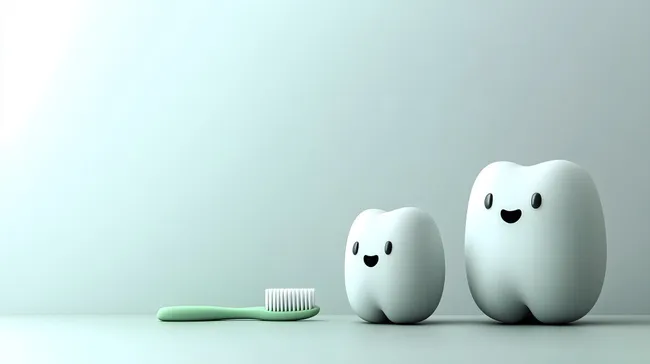 Glückliche Zähne mit grüner Zahnbürste