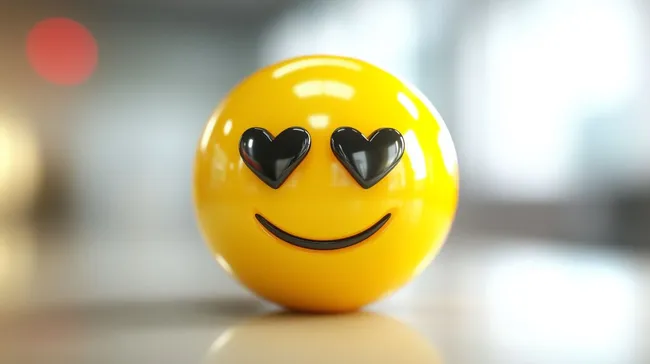 Glückliches 3D-Emoji mit Herzaugen