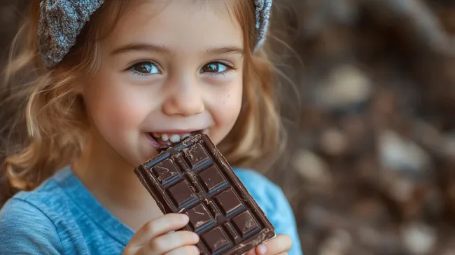 Glückliches Mädchen genießt Schokolade