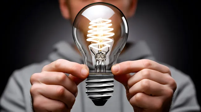 Glühbirne in Händen als Inspiration
