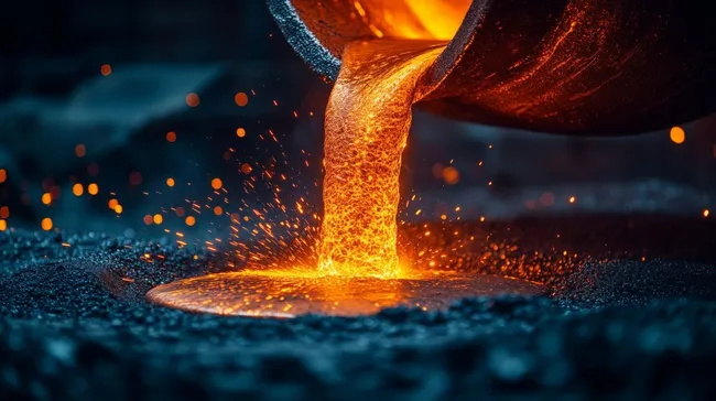 Glühende Metalllösung wird gegossen