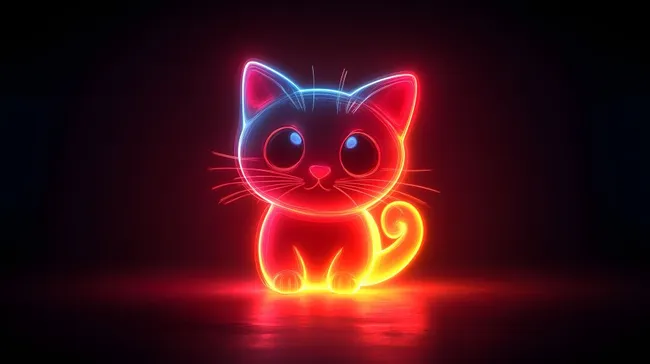Glühende Neonkatze in lebendiger Illustration