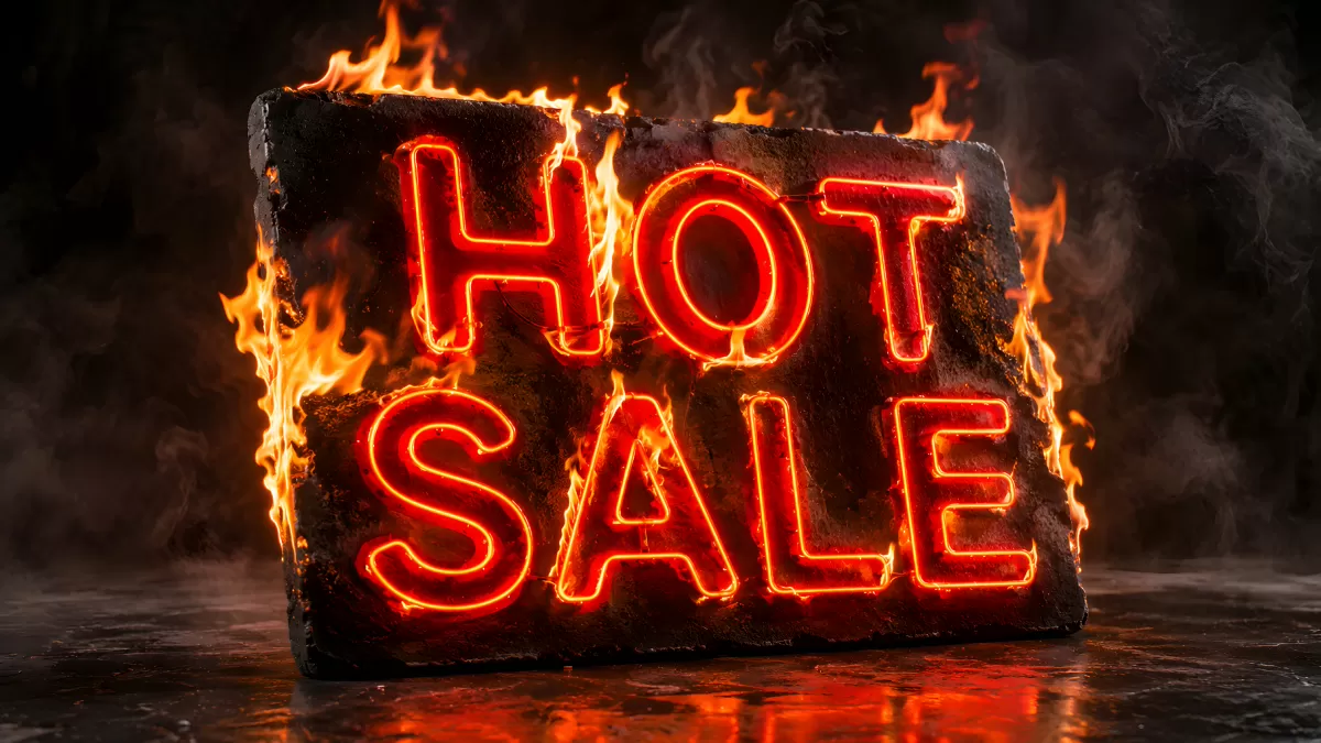 Glühende Neonschrift Hot Sale auf brennendem Stein