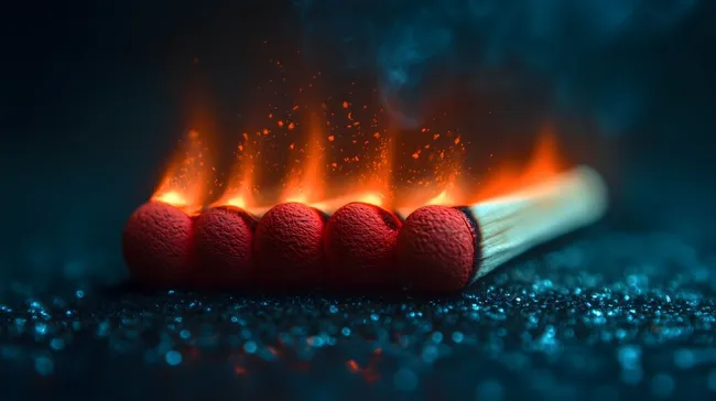 Glühende Streichhölzer in blauer Umgebung