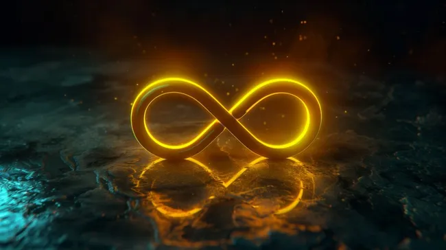 Glühendes Unendlichkeitszeichen im mystischen Wasser