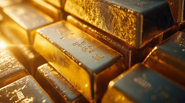 Goldbarren in Nahaufnahme - Symbol für Reichtum und Stabilität