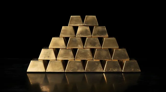 Goldbarren-Pyramide auf Schwarz