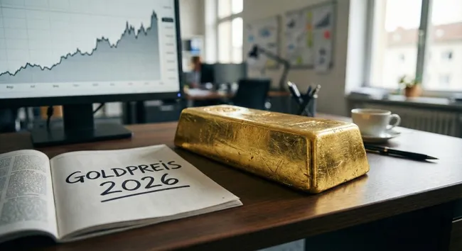 Goldbarren und Wirtschaftsdiagramm im Bürokontext