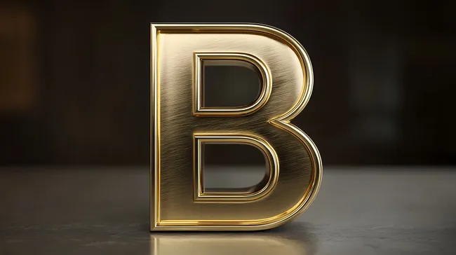 Goldbuchstabe B auf dunklem Hintergrund