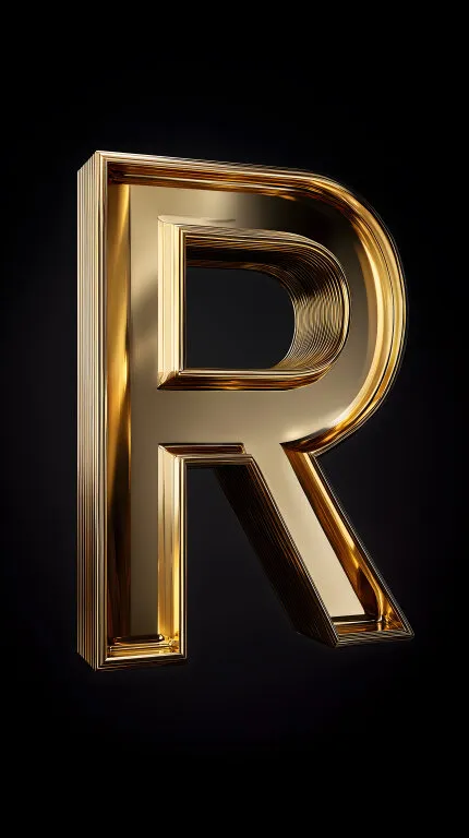 Goldbuchstabe R auf schwarzem Hintergrund