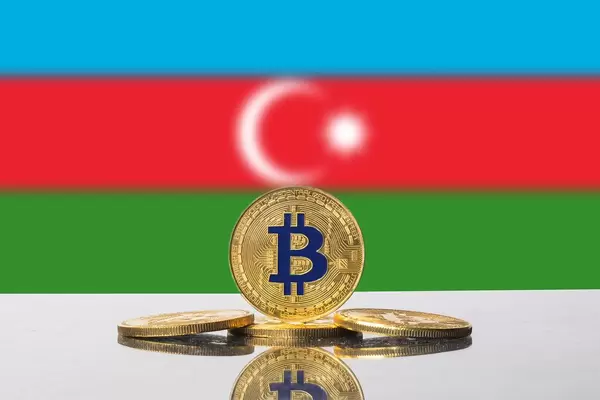 Golden Bitcoin and flag of Azerbaijan