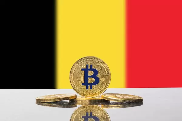 Golden Bitcoin and flag of Belgium
