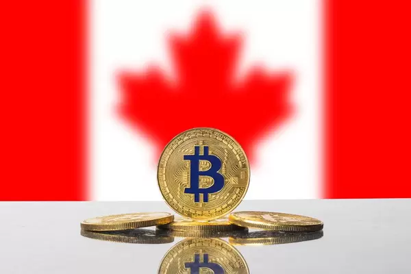 Golden Bitcoin and flag of Canada