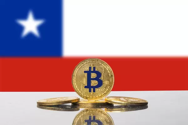 Golden Bitcoin and flag of Chile