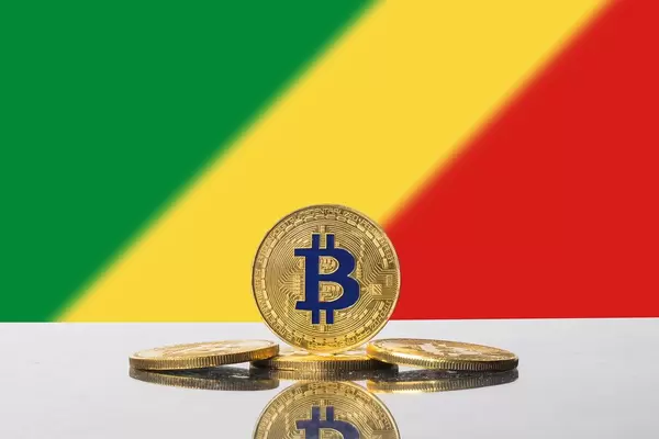 Golden Bitcoin and flag of Congo