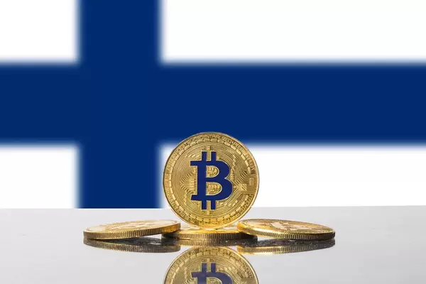 Golden Bitcoin and flag of Finland