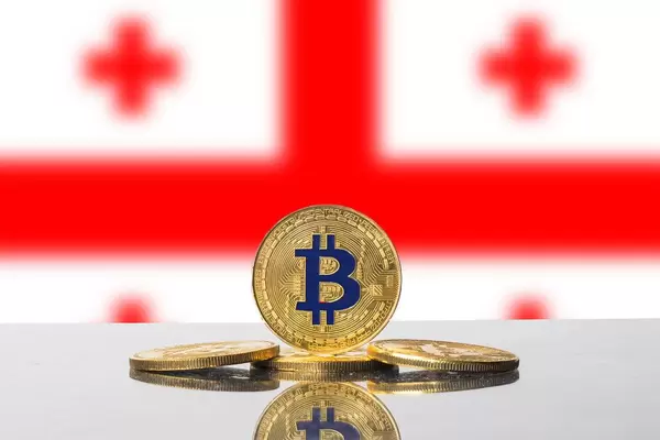 Golden Bitcoin and flag of Georgia