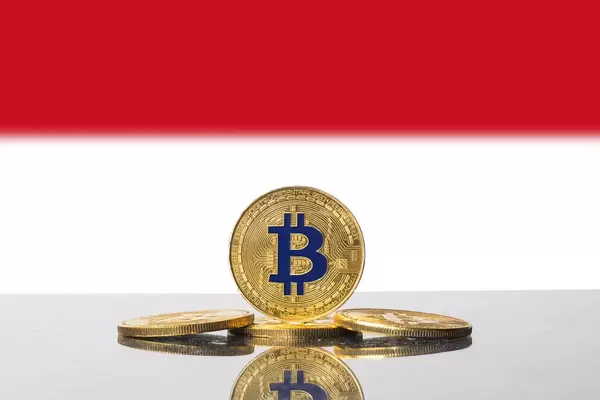 Golden Bitcoin and flag of Indonesia