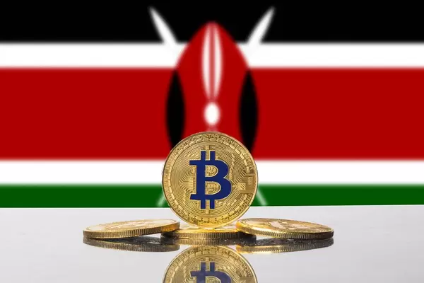 Golden Bitcoin and flag of Kenya