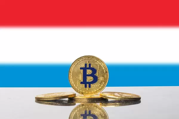 Golden Bitcoin and flag of Luxembourg