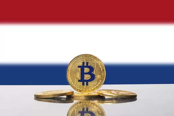 Golden Bitcoin and flag of Netherlands