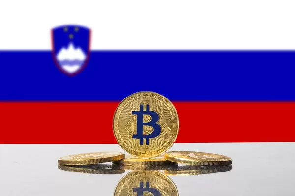 Golden Bitcoin and flag of Slovenia