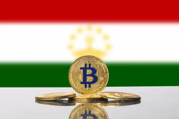 Golden Bitcoin and flag of Tajikistan