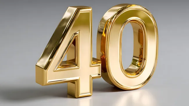 Goldene 40 auf grauem Hintergrund
