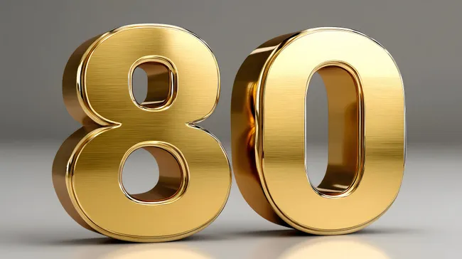 Goldene 80 auf einfarbigem Hintergrund