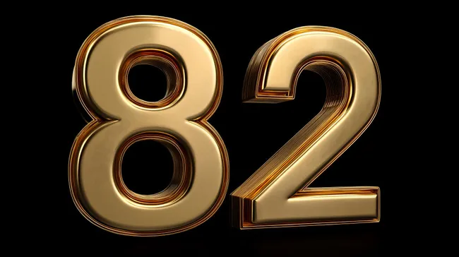 Goldene 82 auf schwarzem Hintergrund
