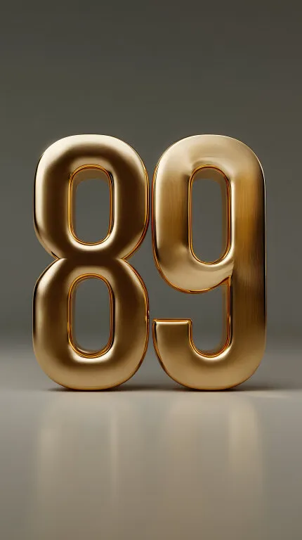 Goldene 89-Zahlen auf grauem Hintergrund