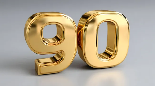 Goldene 90 auf grauem Hintergrund - kostenloses Stockfoto