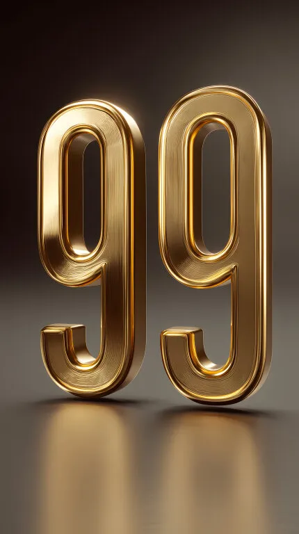 Goldene 99 Nummer vor dunklem Hintergrund