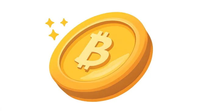 Goldene Bitcoin-Münze auf weißem Hintergrund