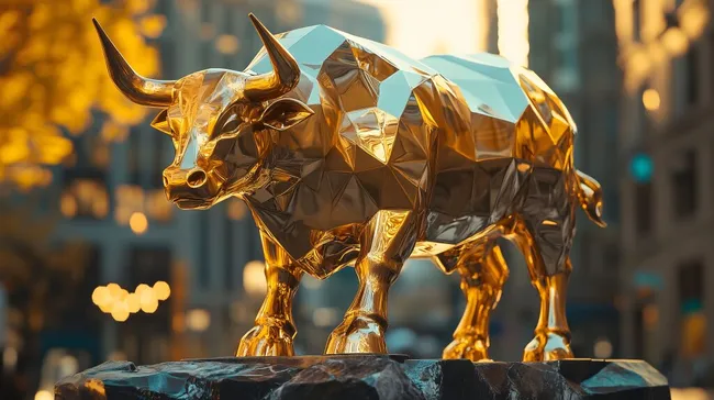 Goldene Bullenstatue als Symbol für Börsenerfolg