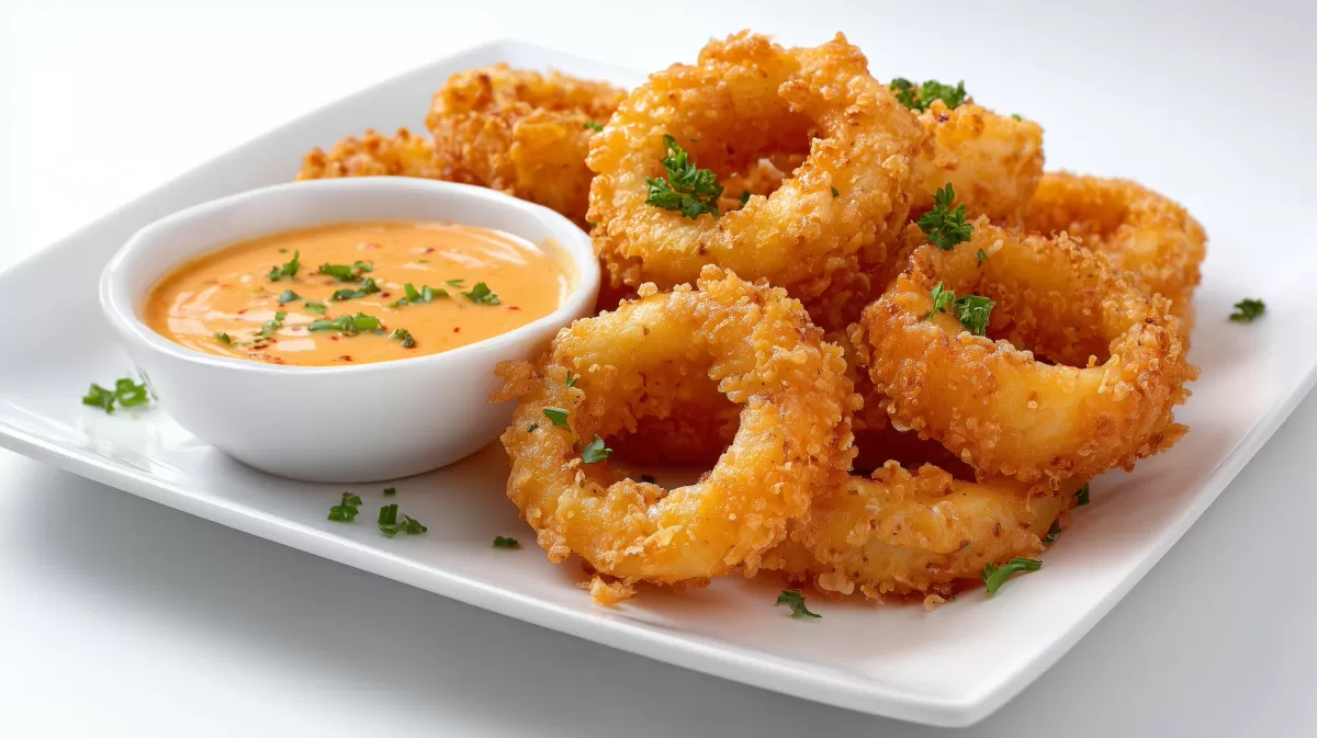 Goldene Calamari Ringe mit würziger Aioli Sauce