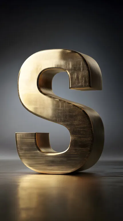 Goldene, dekorative Buchstabe S in Nahaufnahme