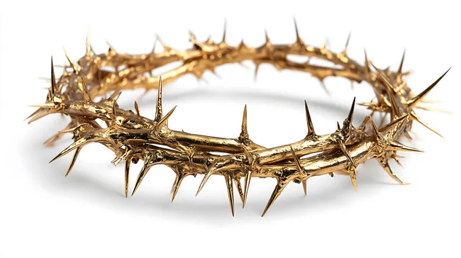 Goldene Dornenkrone auf weißem Hintergrund