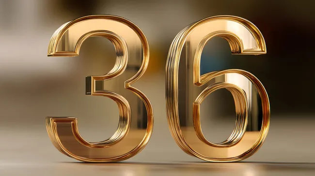 Goldene Dreihundertunddreißig-Sechs - Glänzender Texteffekt