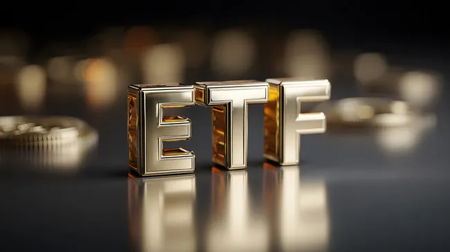 Goldene ETF-Symbole als Investmentkonzept
