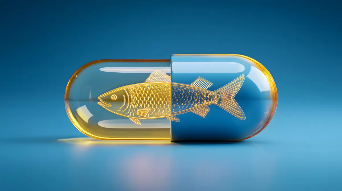 Goldene Fischkapsel mit Omega-3-Öl